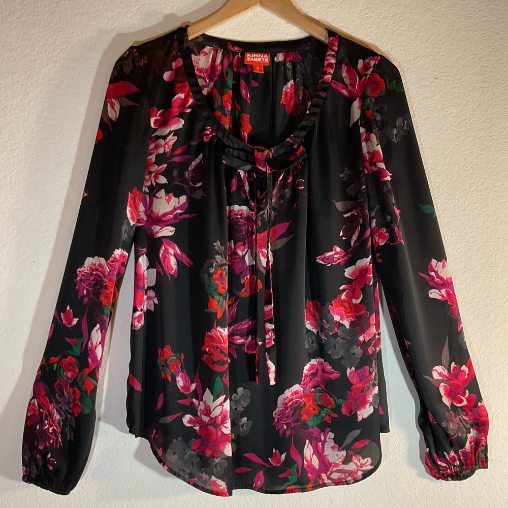 Kirna Zabete for Target, Floral Long Sleeve Tie Tunic: Size M